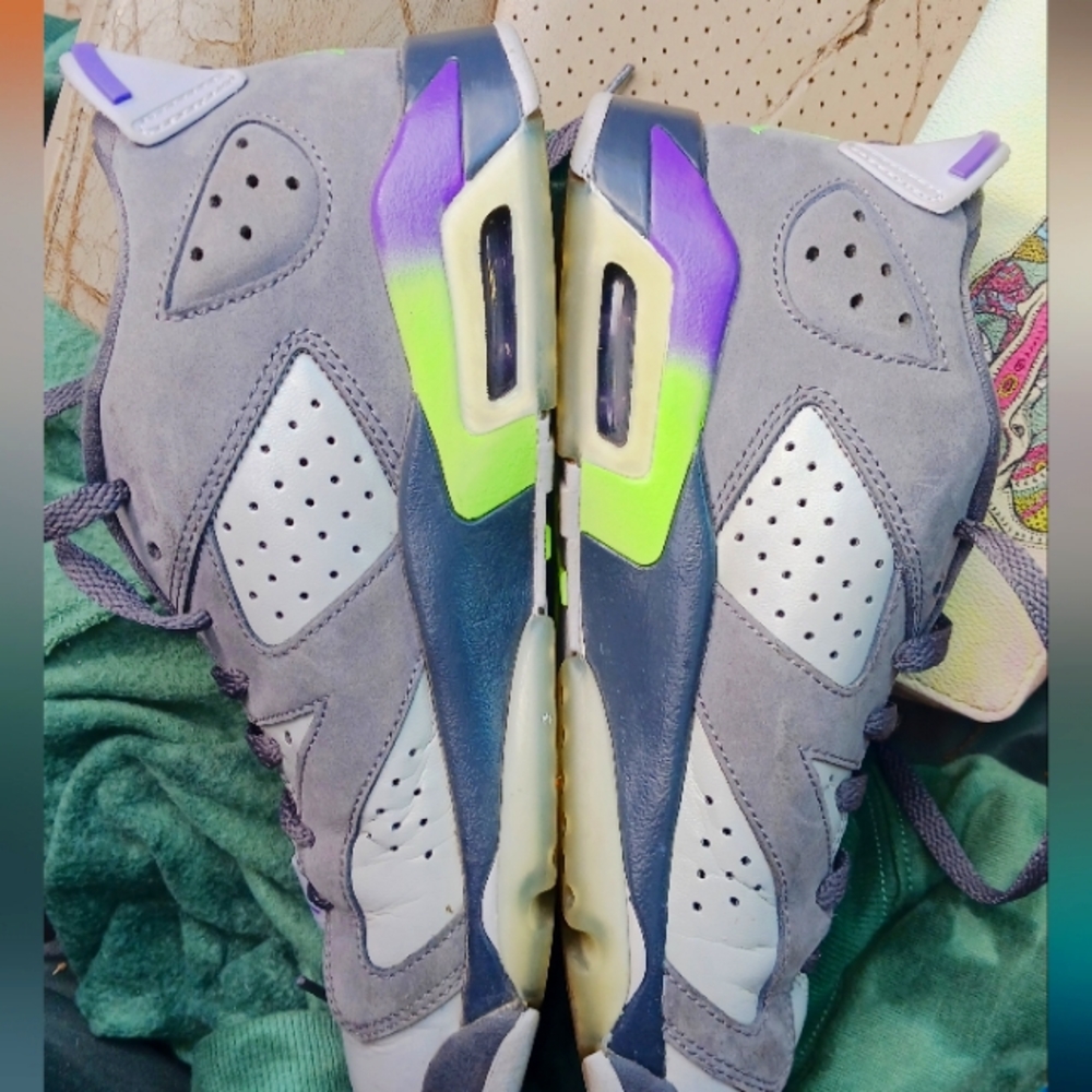Air Jordan Retro 6 Low GS Grey/Purple/Green